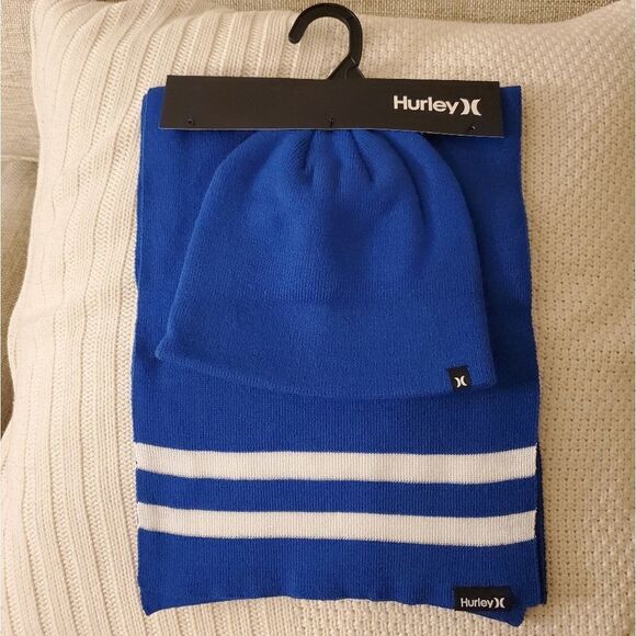 NEW! Hurley New Yorker Beanie & Scarf Set in Coastal Blue. New with tag! - Picture 4 of 12